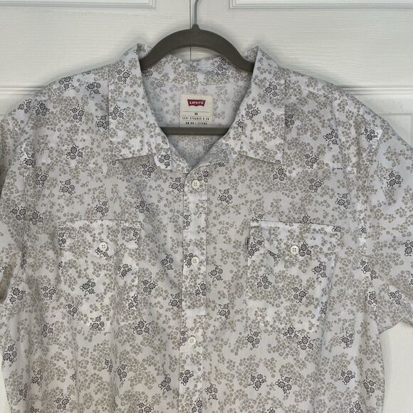 Men’s Levi Strauss & Co. White Floral Print Button Down Shirt Size XXL - Picture 2 of 6